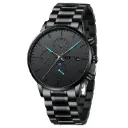 NIBOSI Men’s Analog Black Dial Watch | Stainless Steel Strap | Date Display