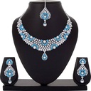 Alloy Rhodium Blue, Silver Jewel Set  (Pack of 1)